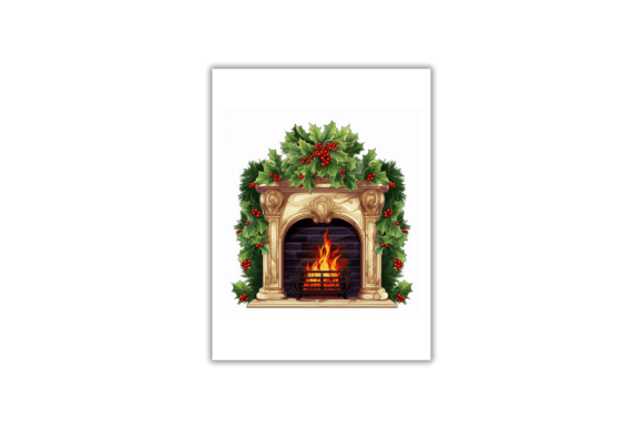 Download Watercolor Christmas Fireplace-Art Print - Christmas Collection