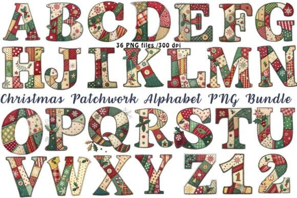 Download Christmas Patchwork Alphabet PNG Bundle - Premium Resources