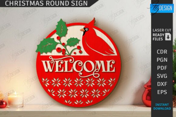 Download Christmas Round Sign Laser Cut | Winter - Christmas Collection