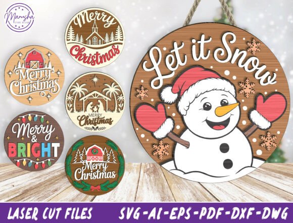 Download Christmas Round Sign SVG Bundle - Christmas Collection