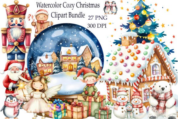 Download Watercolor Cozy Christmas Clipart Bundle - Christmas Collection
