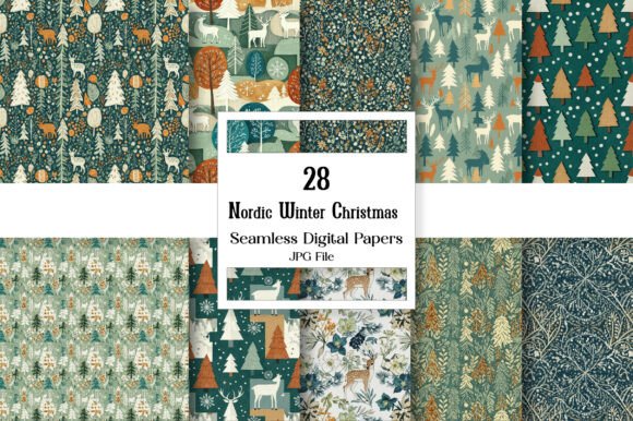 Download Nordic Winter Christmas Digital Paper - Christmas Collection