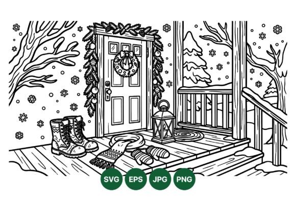 Download Winter Porch Christmas Door Svg - Christmas Collection