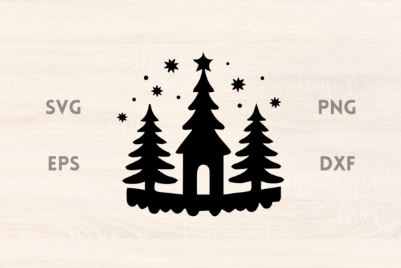 Download Fir Trees and Stars Christmas Scene SVG - Christmas Collection