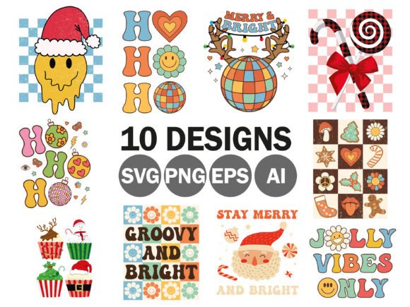 Download Christmas SVG Bundle Hippie Groovy - Christmas Collection