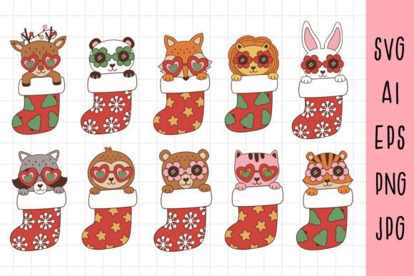 Download Animal in the Sock Clipart, Christmas - Christmas Collection