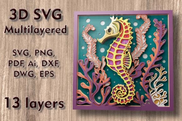 Download Seahorse 3D SVG Multilayer Cutting File - Cutting file Collection
