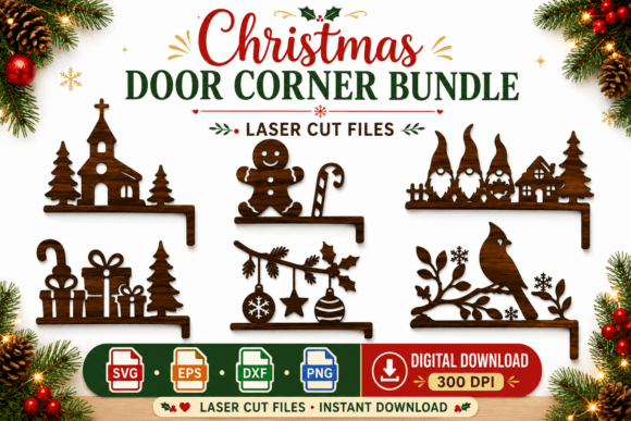 Download Christmas Door Corner SVG Laser Cut Set - Christmas Collection