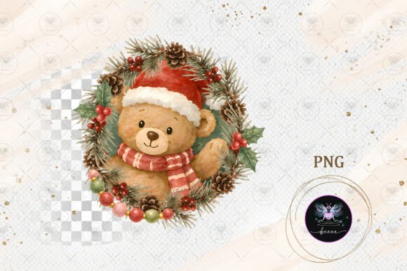Download Christmas Teddy Bear Wreath PNG - Christmas Collection
