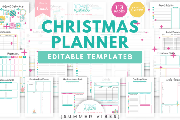 Download Christmas Planner Canva | SUMMER VIBES - Christmas Collection