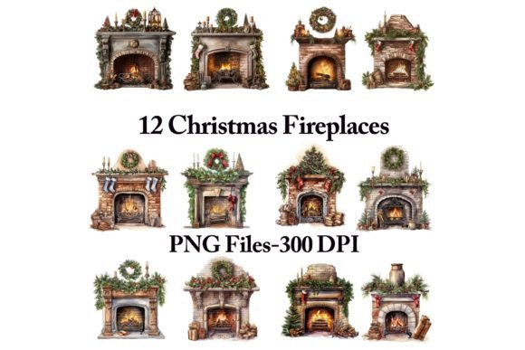 Download Christmas Fireplace Mantle Clipart Set - Christmas Collection