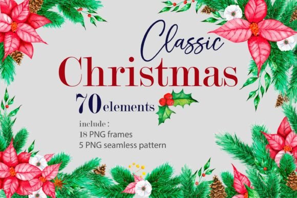Download Christmas Floral  Watercolor Set - Christmas Collection