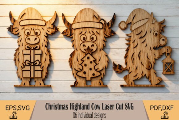 Download Highland Cow Christmas Laser Cut SVG - Christmas Collection