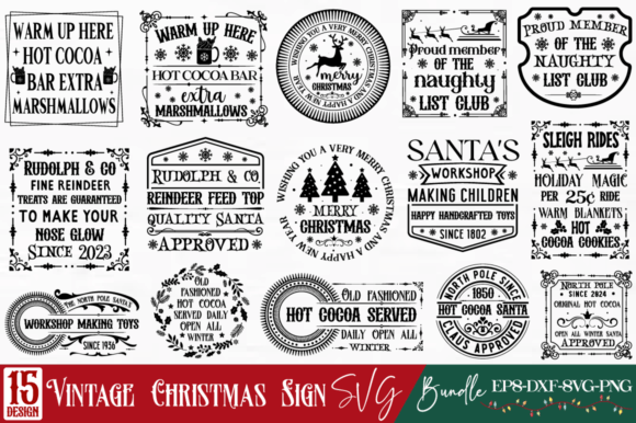 Download Vintage Christmas Sign SVG Bundle - Christmas Collection