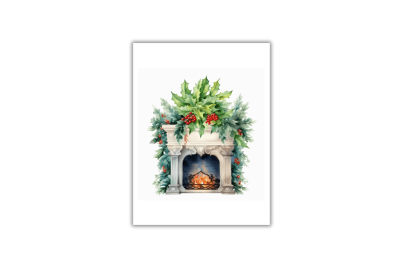 Download Watercolor Christmas Fireplace-Art Print - Christmas Collection