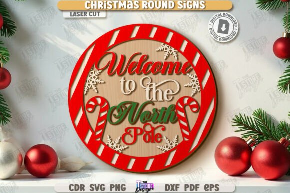 Download Christmas Round Sign Laser Cut | Winter - Christmas Collection