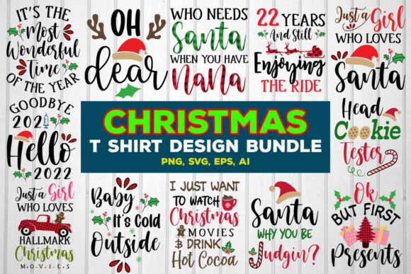Download Christmas T-Shirt Design SVG Bundle 5 - Christmas Collection