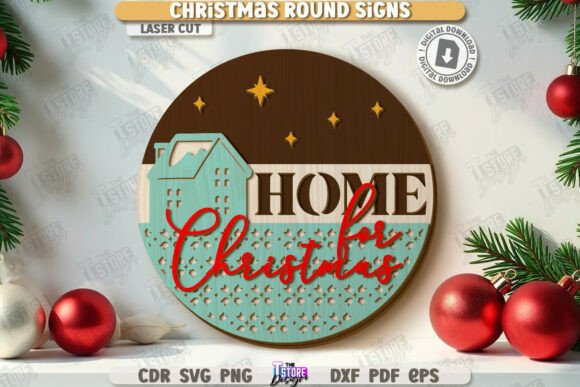 Download Christmas Round Sign Laser Cut | Winter - Christmas Collection