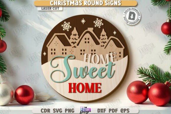 Download Christmas Round Sign Laser Cut | Winter - Christmas Collection