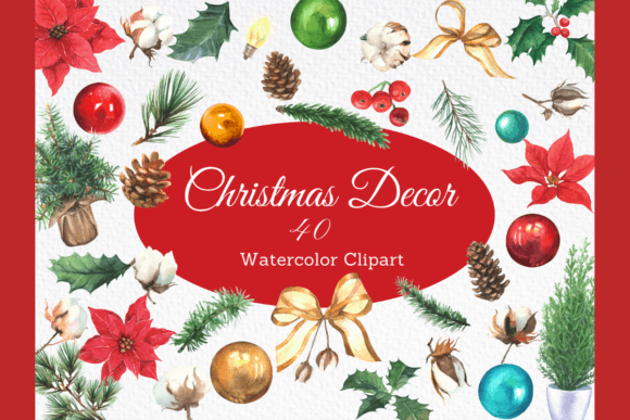 Download Watercolor Christmas Decoration Clipart - Christmas Collection