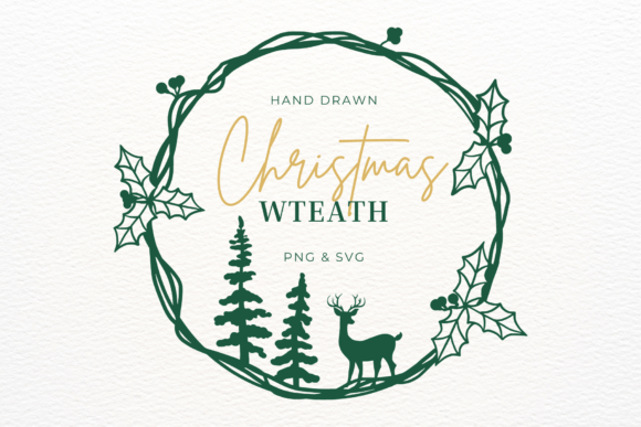 Download Hand Drawn Christmas Wreath SVG &amp; PNG - Christmas Collection