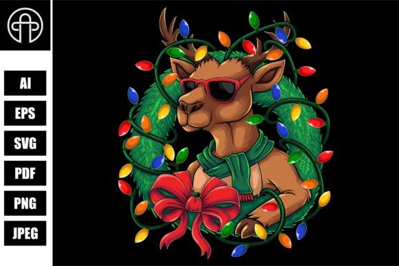 Download Deer with Christmas Decoration Vector - Christmas Collection