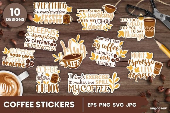 Download Coffee Stickers SVG Bundle - Stickers svg Collection