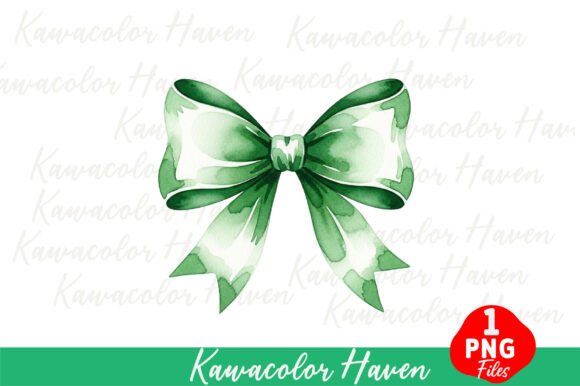 Download Watercolor Green Bow Festive Design - Festive design Collection