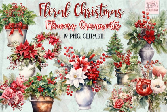 Download Floral Christmas Decoration Illustration - Christmas Collection