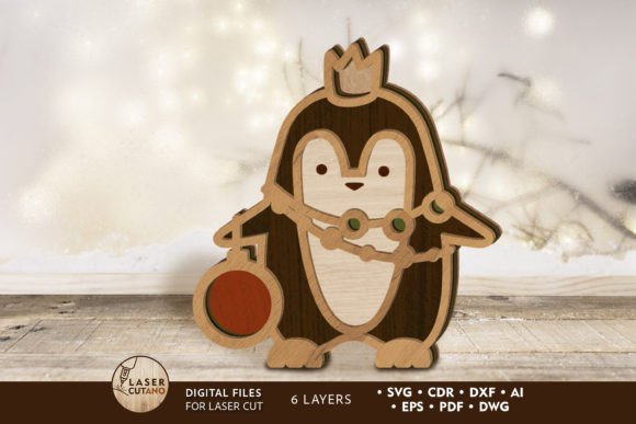Download CHRISTMAS DECOR, Penguin Laser Cut File - Christmas Collection