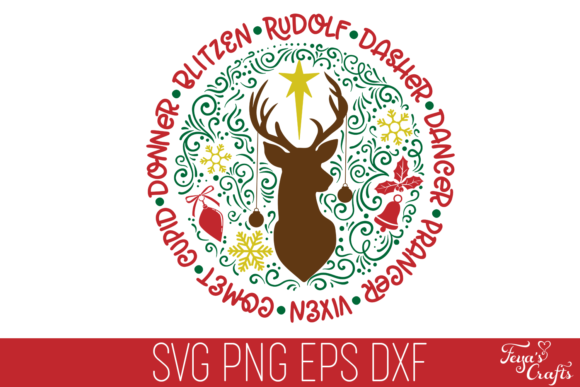 Download Reindeer Names Round Christmas SVG - Christmas Collection