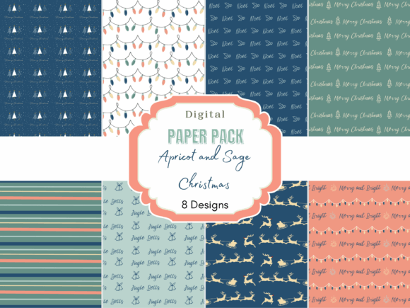 Download Apricot and Sage Christmas Digital Paper - Christmas Collection