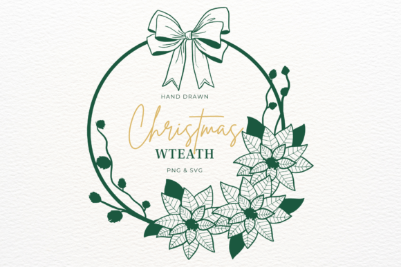 Download Hand Drawn Christmas Wreath SVG &amp; PNG - Christmas Collection