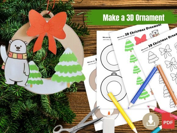 Download 3D Christmas Ornament DIY Template - Christmas Collection