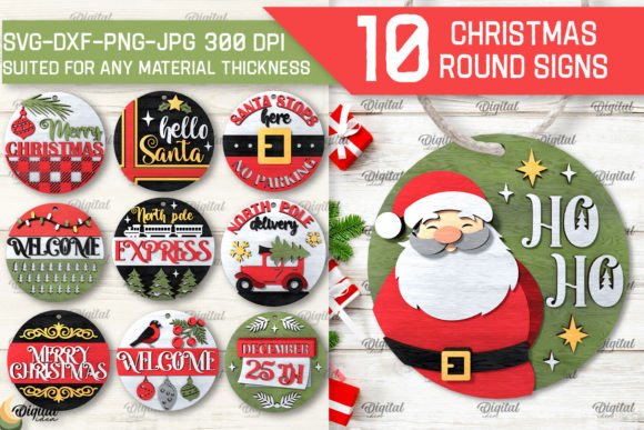 Download Christmas Round Sign Laser Cut Bundle - Christmas Collection