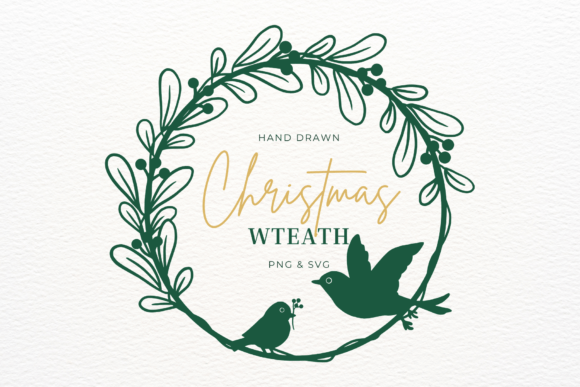 Download Hand Drawn Christmas Wreath SVG &amp; PNG - Christmas Collection