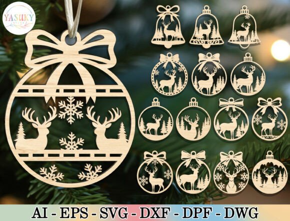 Download Reindeer Christmas Ornament SVG Bundle - Christmas Collection