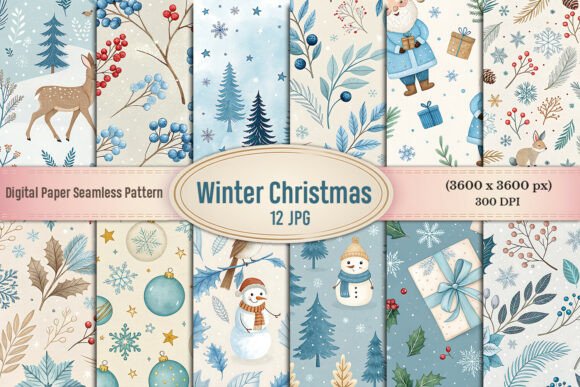 Download Winter Christmas Digital Paper Bundle - Christmas Collection