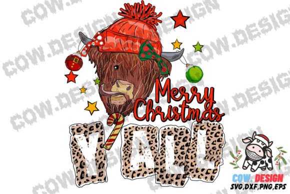 Download Merry Christmas Y'all Highland Cow SVG - Christmas Collection