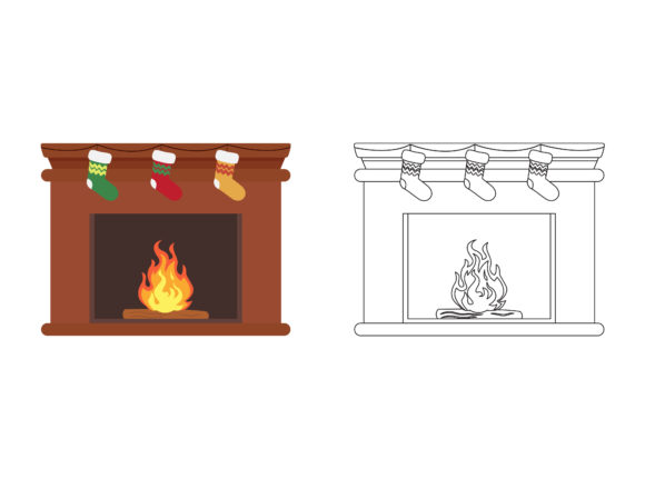 Download Christmas Fireplace Fill Outline Icon - Christmas Collection