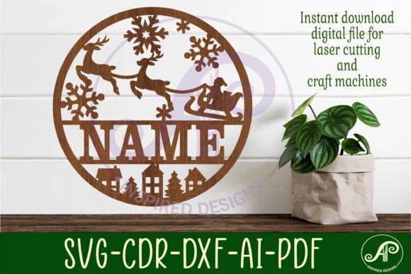 Download Santa Sleigh Christmas Name Sign Svg - Christmas Collection