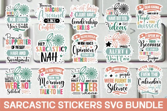 Download Sarcastic Stickers Svg Bundle / 20 Desig - Stickers svg Collection