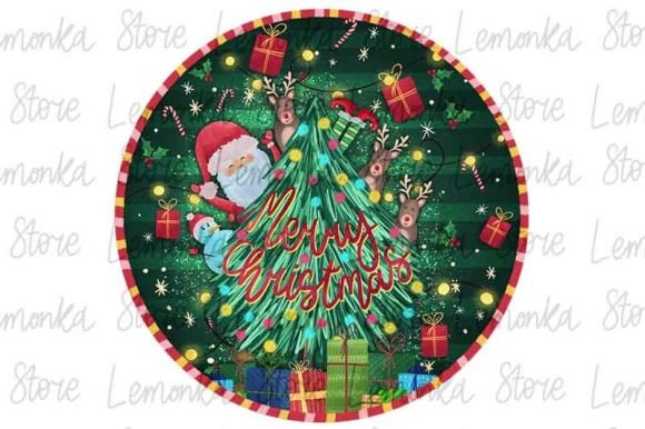Download Merry Christmas Santa Round Ornament PNG - Christmas Collection