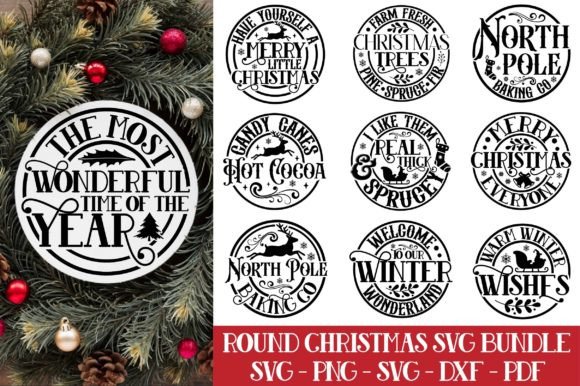 Download Round Christmas Svg Bundle - Christmas Collection