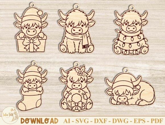 Download Christmas Cow Ornaments SVG Bundle - Christmas Collection