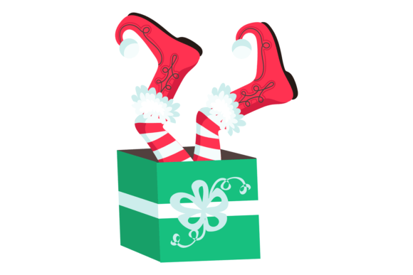 Download Christmas Elf Stuck in Present Box. Gift - Christmas Collection