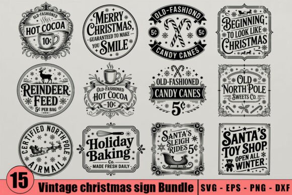 Download Vintage Christmas Sign SVG Bundle - Christmas Collection