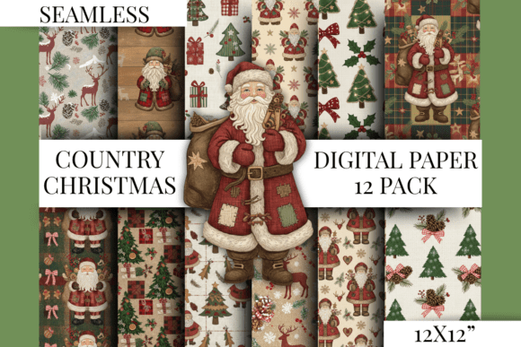 Download Country Christmas Seamless Digital Paper - Christmas Collection