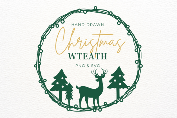 Download Hand Drawn Christmas Wreath SVG &amp; PNG - Christmas Collection