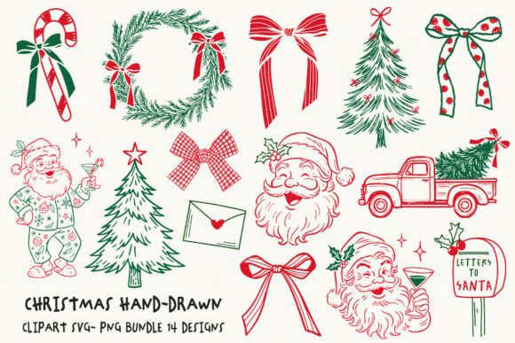 Download Christmas Svg Line Art Png Bundle - Christmas Collection